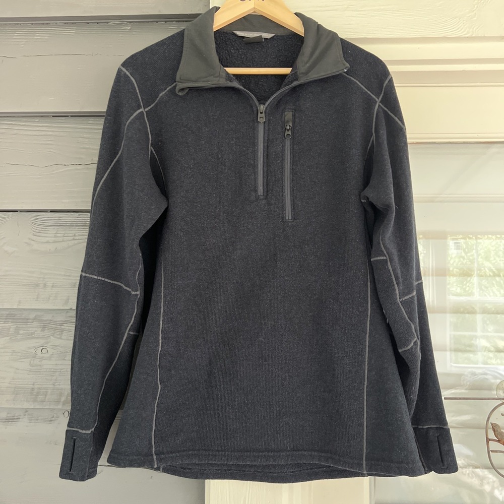 Kühl Interceptr 1/4 Zip Fleece Pullover Sweater Gray Thumb Holes Mens L Outdoor